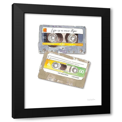 Mixtape Love Neutral No Words Black Modern Wood Framed Art Print with Double Matting by Charro, Mercedes Lopez