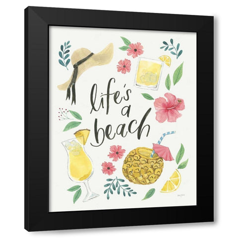 Lifes a Beach I Black Modern Wood Framed Art Print by Jackson, Jenaya