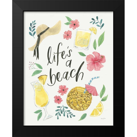 Lifes a Beach I Black Modern Wood Framed Art Print by Jackson, Jenaya