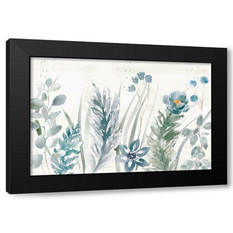 Boho Garden I No Butterflies Blue Black Modern Wood Framed Art Print with Double Matting by June, Dina