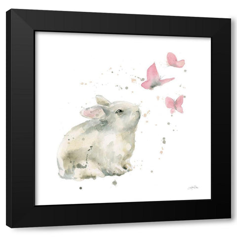 Dreaming Bunny I Black Modern Wood Framed Art Print with Double Matting by Pete, Katrina