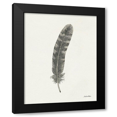Springtime Feather I Black Modern Wood Framed Art Print with Double Matting by Miller, Sara Zieve