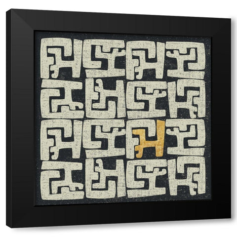 Kuba Play II Gold Black Modern Wood Framed Art Print with Double Matting by Warrick, Cheryl