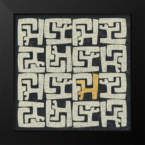 Kuba Play II Gold Black Modern Wood Framed Art Print by Warrick, Cheryl