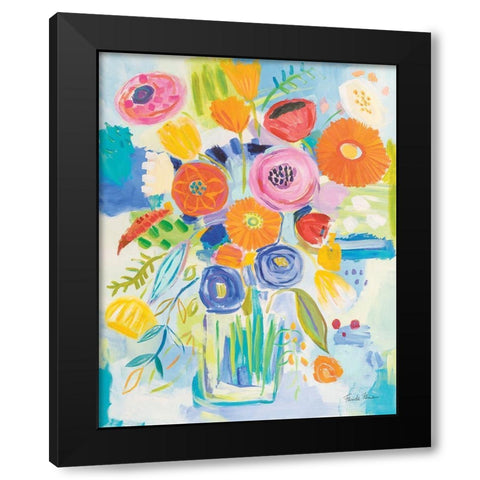 Spring Flowers Black Modern Wood Framed Art Print with Double Matting by Zaman, Farida