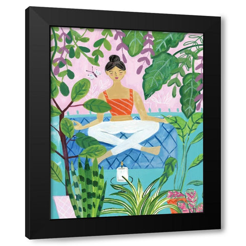 Yoga with Plants II Black Modern Wood Framed Art Print with Double Matting by Zaman, Farida