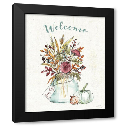 Festive Foliage III Welcome Black Modern Wood Framed Art Print by Tavoletti, Anne