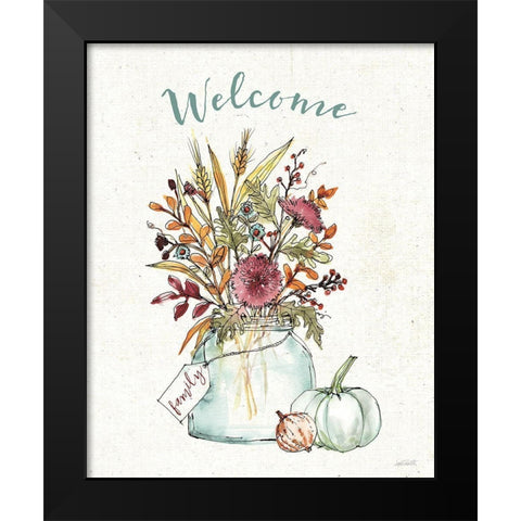 Festive Foliage III Welcome Black Modern Wood Framed Art Print by Tavoletti, Anne