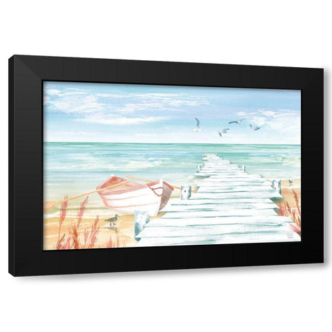 Ocean Breeze I Black Modern Wood Framed Art Print by June, Dina