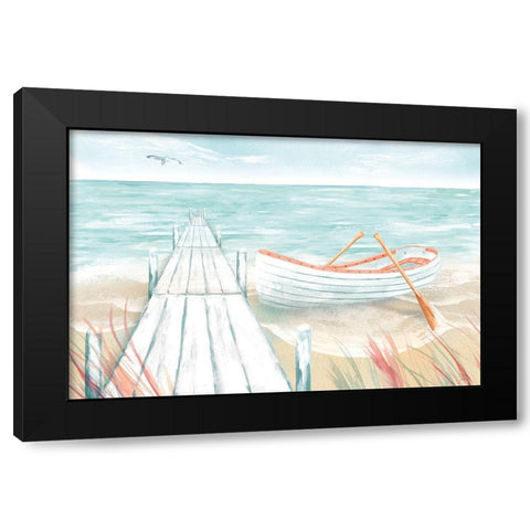 Ocean Breeze II Black Modern Wood Framed Art Print by June, Dina