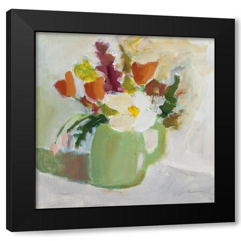 Spring in a Green Pitcher Black Modern Wood Framed Art Print with Double Matting by Munger, Pamela