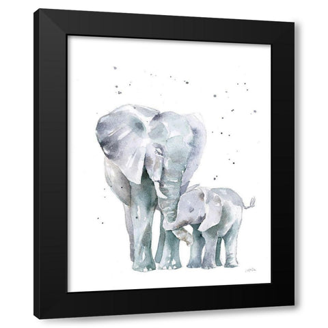 Mama Elephant Black Modern Wood Framed Art Print by Pete, Katrina