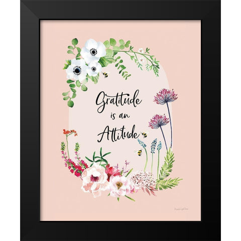 Gratitude Flowers II Black Modern Wood Framed Art Print by Charro, Mercedes Lopez