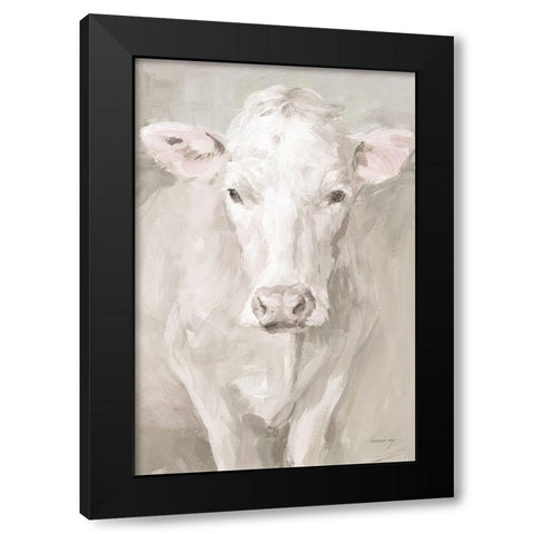 Flossie Neutral Black Modern Wood Framed Art Print with Double Matting by Nai, Danhui