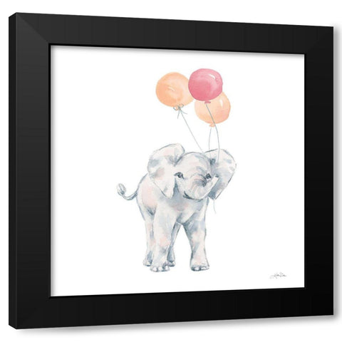 Elephant Celebration Black Modern Wood Framed Art Print with Double Matting by Pete, Katrina