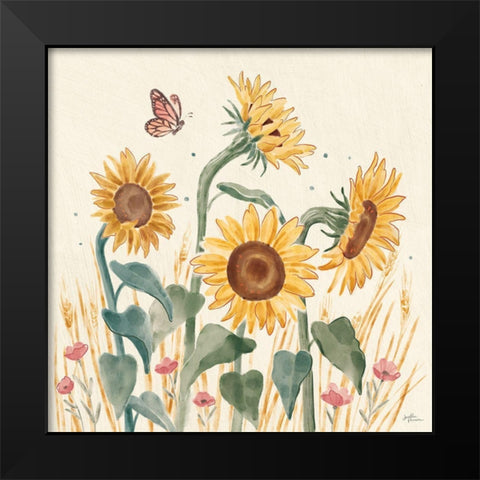 Sunflower Season II Bright Black Modern Wood Framed Art Print by Penner, Janelle