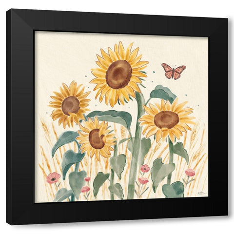 Sunflower Season III Bright Black Modern Wood Framed Art Print with Double Matting by Penner, Janelle