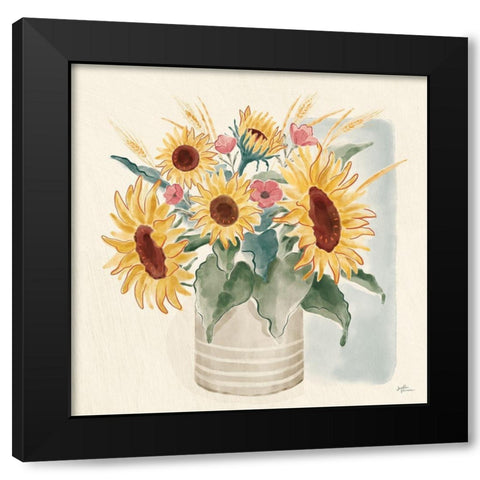 Sunflower Season V Bright Black Modern Wood Framed Art Print by Penner, Janelle