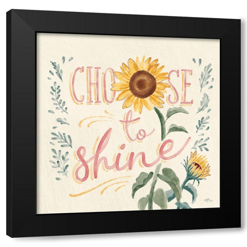 Sunflower Season VII Bright Black Modern Wood Framed Art Print with Double Matting by Penner, Janelle