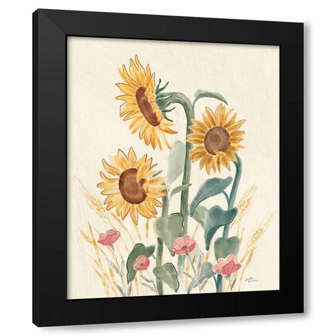 Sunflower Season IX Bright Black Modern Wood Framed Art Print with Double Matting by Penner, Janelle