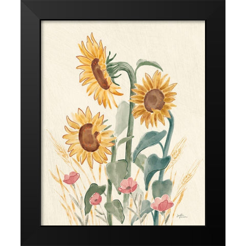 Sunflower Season IX Bright Black Modern Wood Framed Art Print by Penner, Janelle