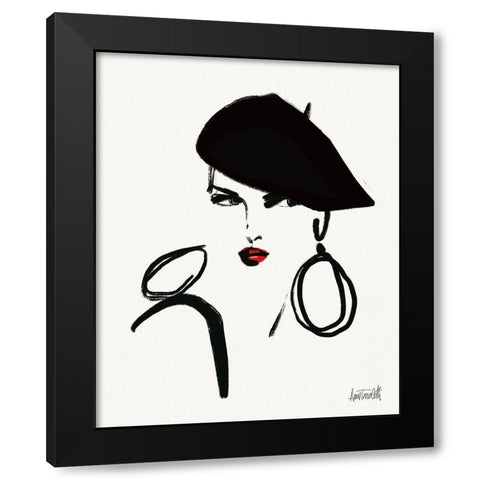 Beret and Scarf I Black Modern Wood Framed Art Print with Double Matting by Tavoletti, Anne