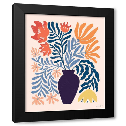 Mid Mod Floral II Black Modern Wood Framed Art Print with Double Matting by Penner, Janelle