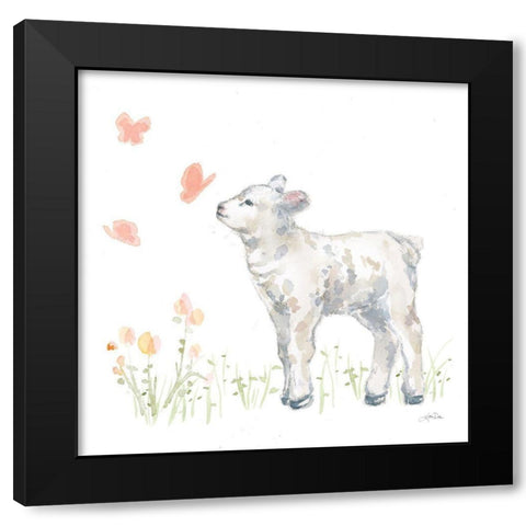 Spring Lamb IV Black Modern Wood Framed Art Print with Double Matting by Pete, Katrina