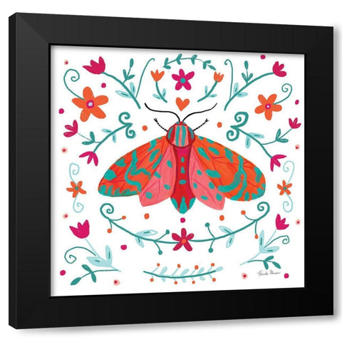 Pretty Moth Black Modern Wood Framed Art Print by Zaman, Farida