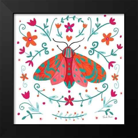 Pretty Moth Black Modern Wood Framed Art Print by Zaman, Farida