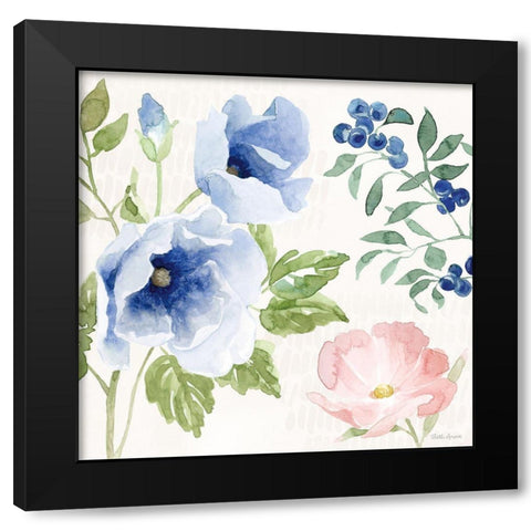 Indigo Petals III Black Modern Wood Framed Art Print by Grove, Beth