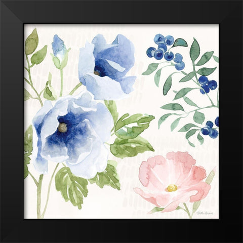 Indigo Petals III Black Modern Wood Framed Art Print by Grove, Beth