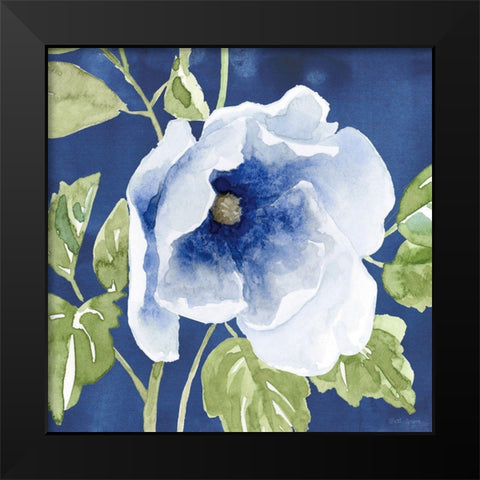 Indigo Petals VIII Black Modern Wood Framed Art Print by Grove, Beth