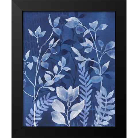 Indigo Petals X Black Modern Wood Framed Art Print by Grove, Beth