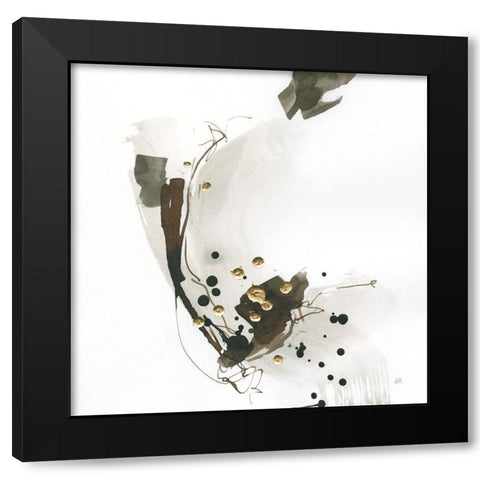 Gold Dots III Black Modern Wood Framed Art Print with Double Matting by Paschke, Chris