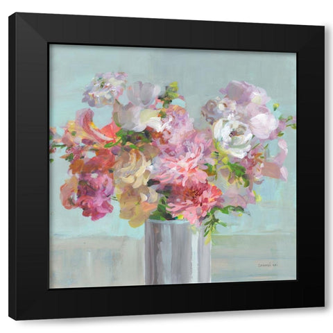 Spring Beauties Black Modern Wood Framed Art Print by Nai, Danhui