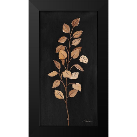 Farm Branch I on Black Black Modern Wood Framed Art Print by Vassileva, Silvia