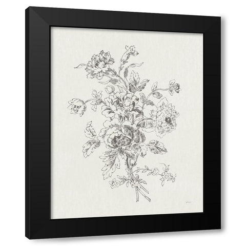 Toile Roses VIII Black Modern Wood Framed Art Print with Double Matting by Schlabach, Sue