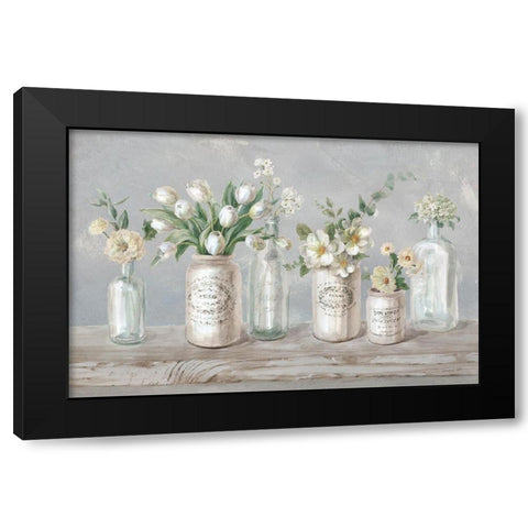 Marmalade Flowers I Neutral Black Modern Wood Framed Art Print with Double Matting by Nai, Danhui