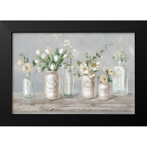 Marmalade Flowers I Neutral Black Modern Wood Framed Art Print by Nai, Danhui