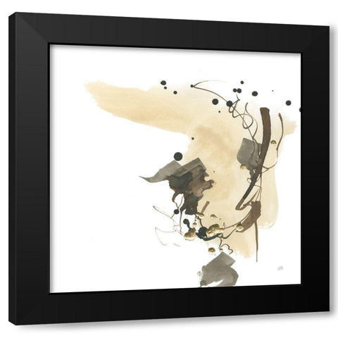 Gold Dots I Brown Black Modern Wood Framed Art Print by Paschke, Chris