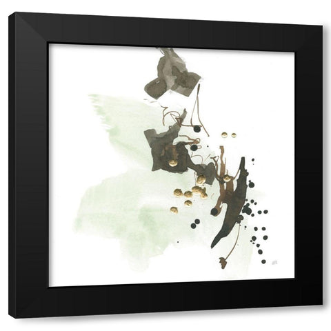 Gold Dots II Green Black Modern Wood Framed Art Print by Paschke, Chris