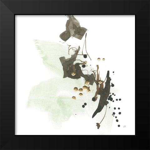 Gold Dots II Green Black Modern Wood Framed Art Print by Paschke, Chris