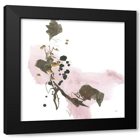 Gold Dots IV Pink Black Modern Wood Framed Art Print by Paschke, Chris