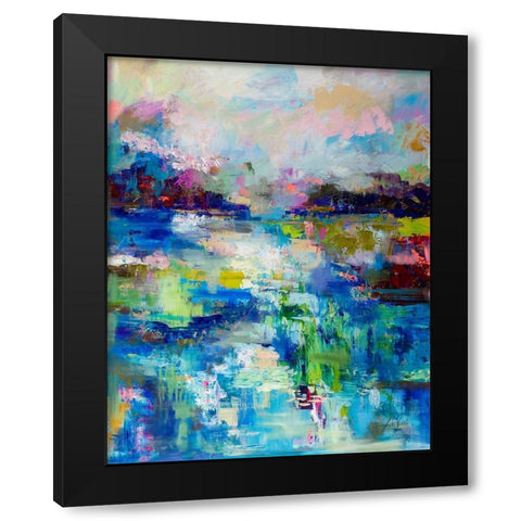 Abstract Evening Black Modern Wood Framed Art Print by Vertentes, Jeanette