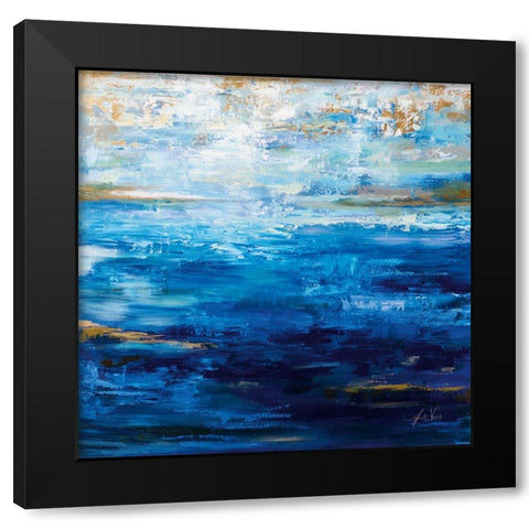 Deep Blue Black Modern Wood Framed Art Print by Vertentes, Jeanette