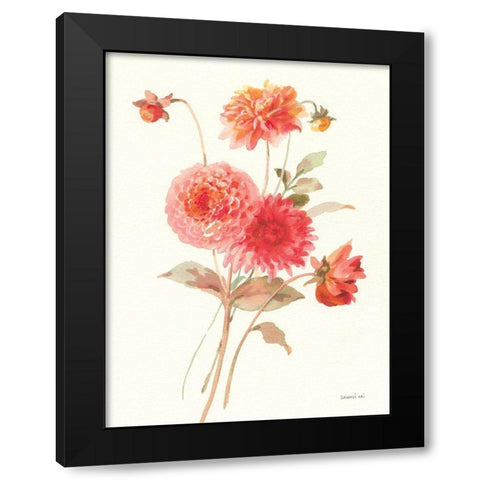 Summer Dahlias I Black Modern Wood Framed Art Print by Nai, Danhui