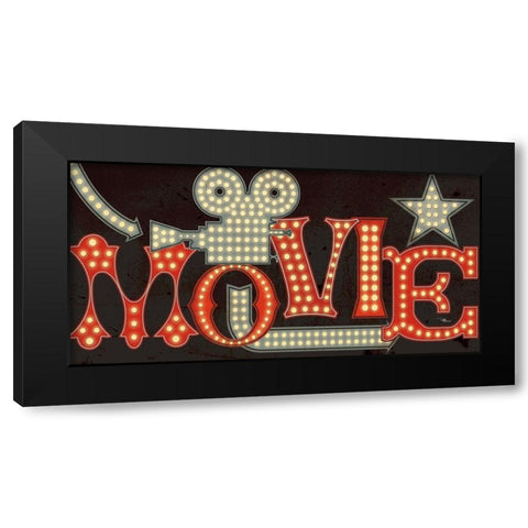 Movie Lights II v2 Black Modern Wood Framed Art Print with Double Matting by Pela Studio