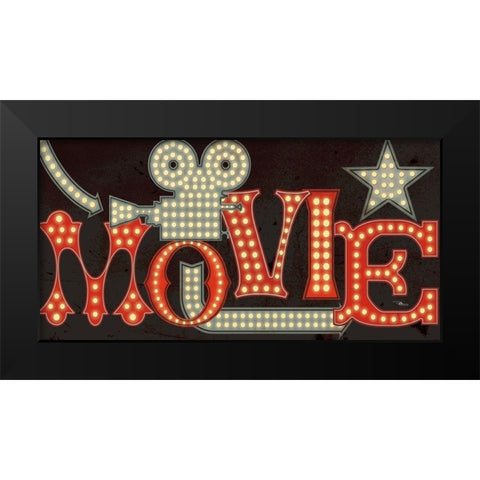 Movie Lights II v2 Black Modern Wood Framed Art Print by Pela Studio