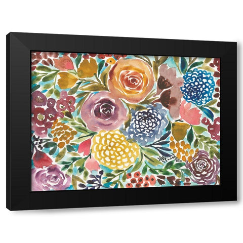 Spray of Flowers Black Modern Wood Framed Art Print by Warrick, Cheryl